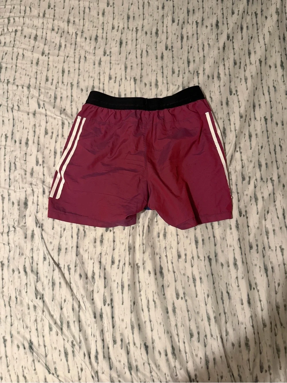 adidas Maroon Athletic Shorts with Black Waistband